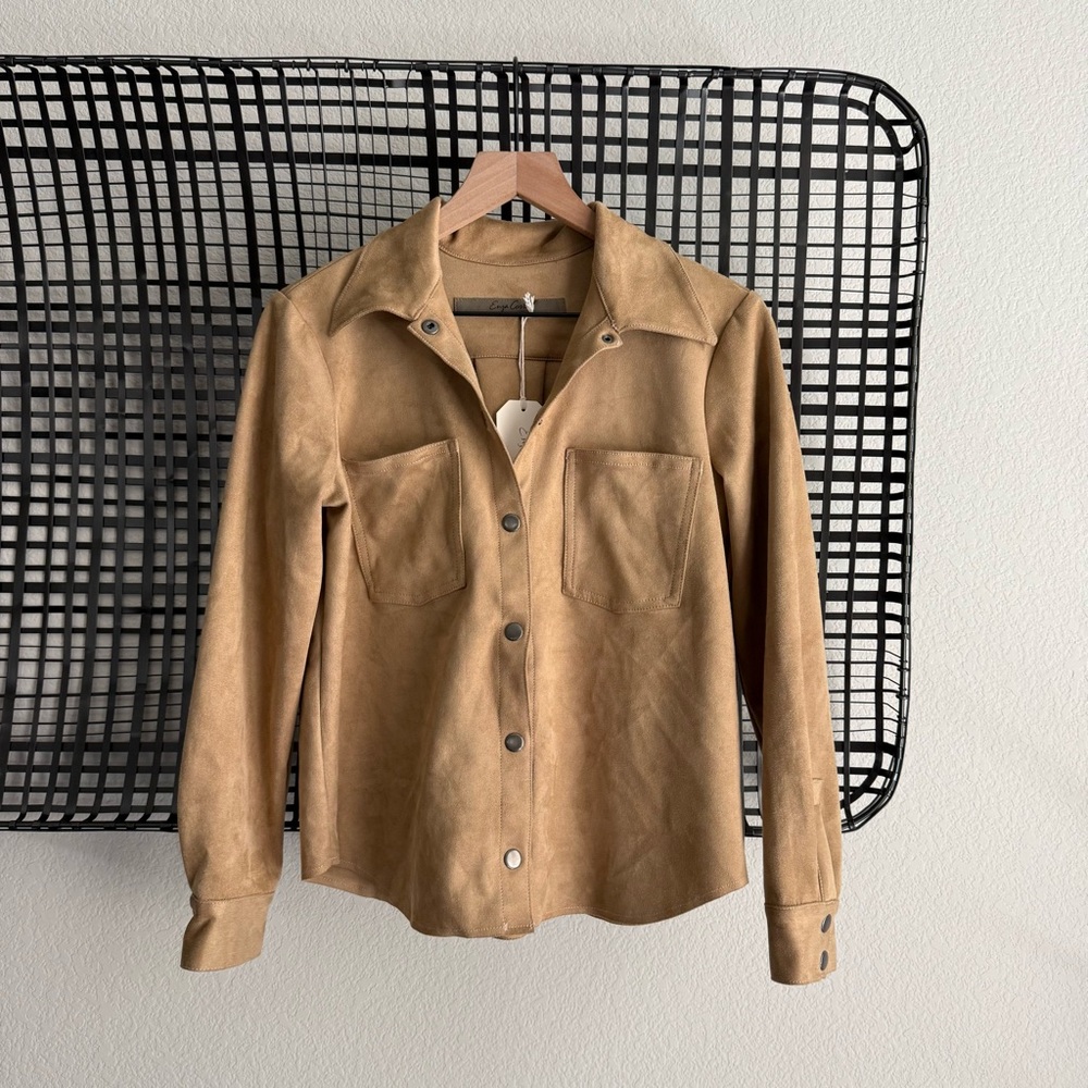 Enza costa vegan suede shirt jacket
